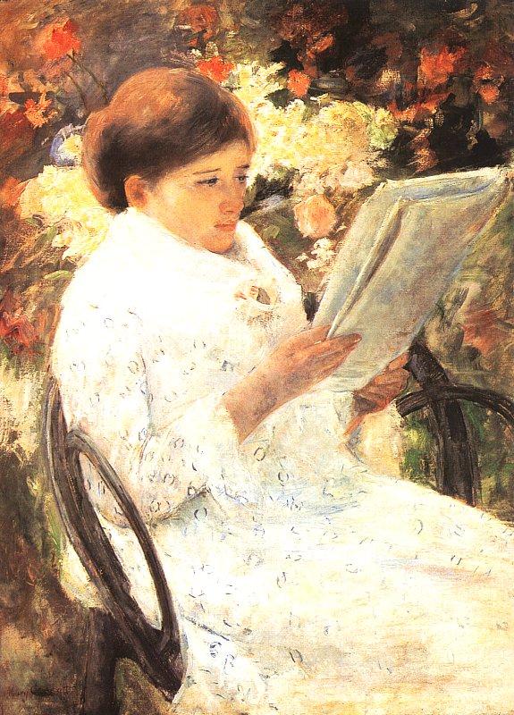 Mary Cassatt Woman Reading in a Garden oil painting picture